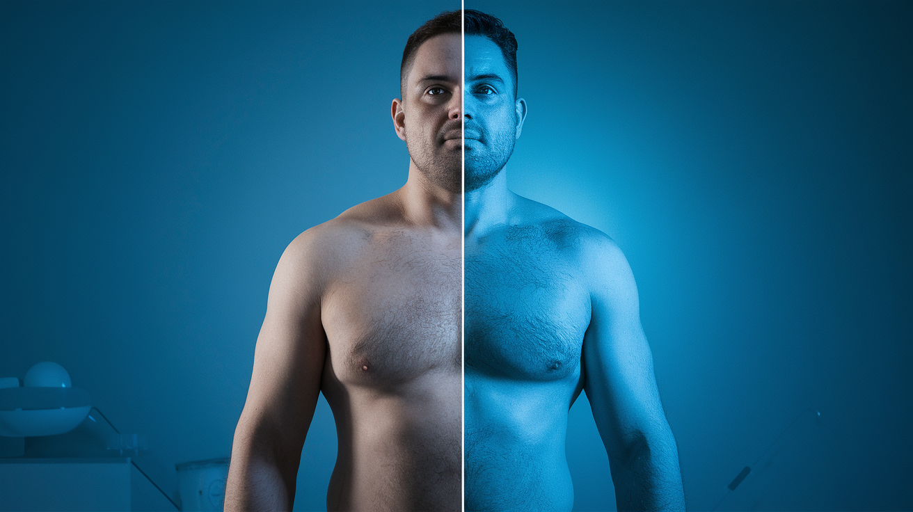 Before and after weight loss transformation showing improved sleep apnea outcomes
