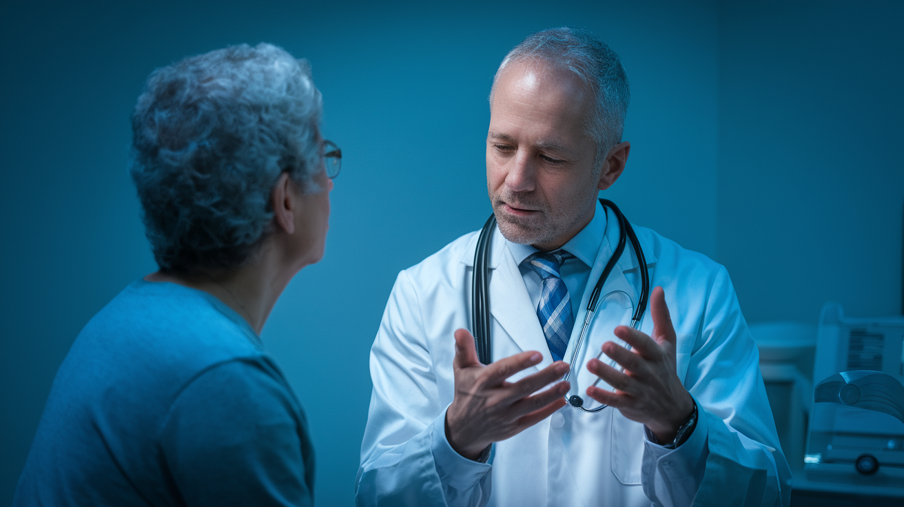 Doctor discussing septoplasty with a patient to treat sleep apnea symptoms